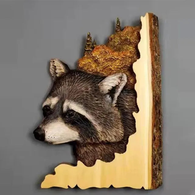 WildCraft - Wandkunst mit geschnitzten Tieren aus Holz für Rustikale Wohnkultur