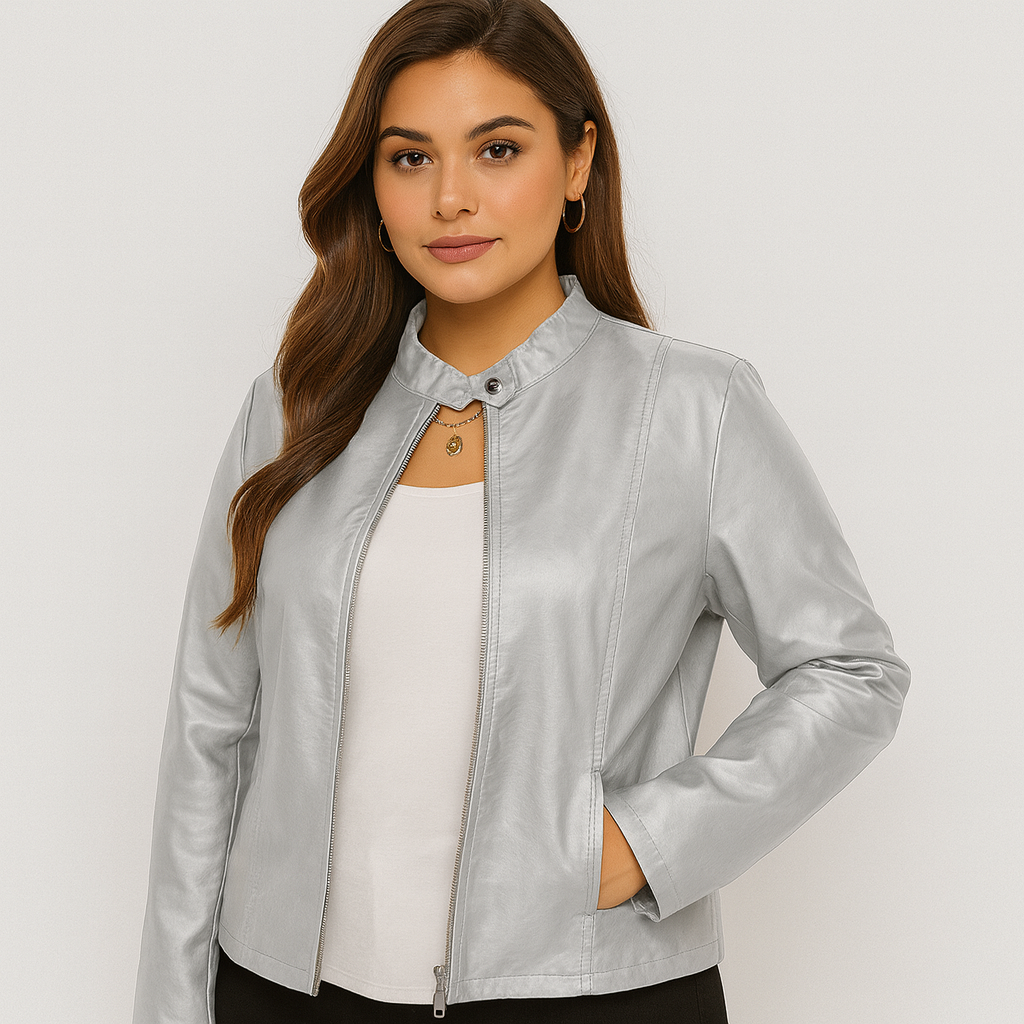 Ava | Elegante Damen-Lederjacke mit Stehkragen