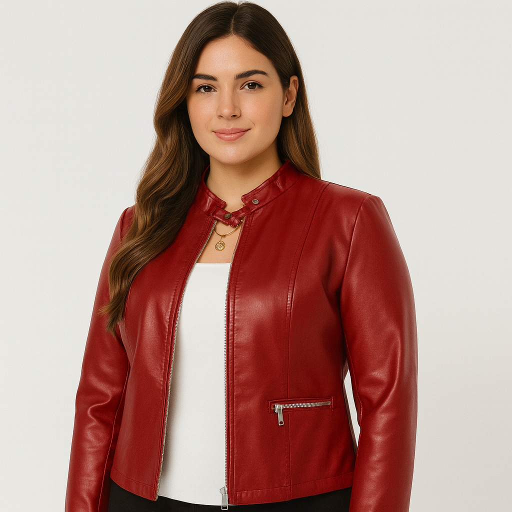 Ava | Elegante Damen-Lederjacke mit Stehkragen