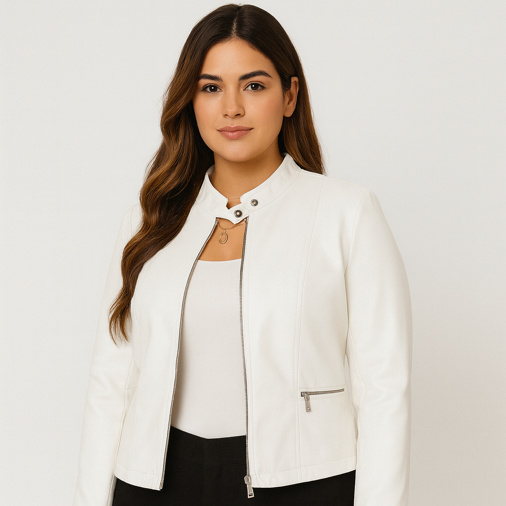 Ava | Elegante Damen-Lederjacke mit Stehkragen