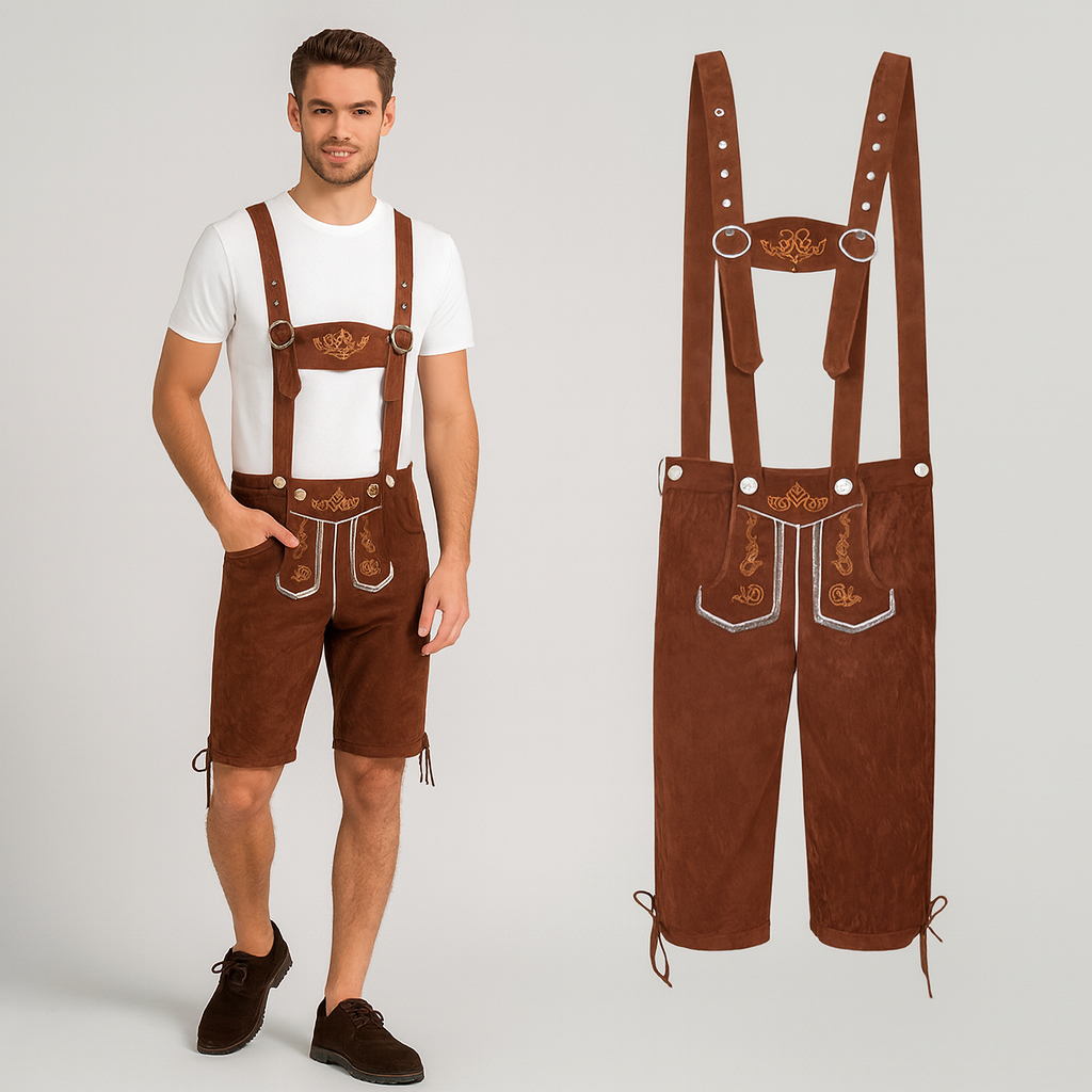 Braune Trachtenhose mit Hosenträgern für das Oktoberfest München