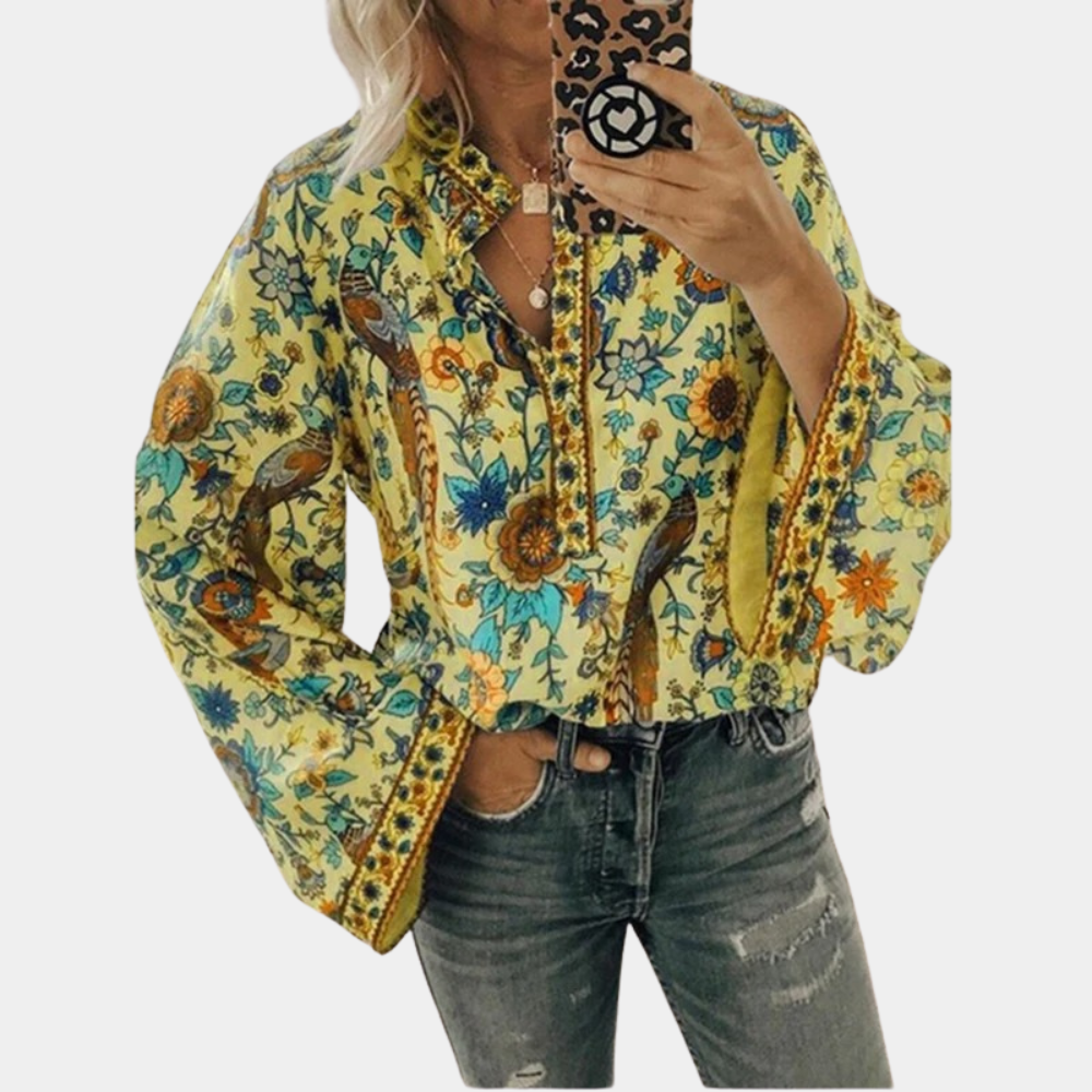 Mathilde Leichte und elegante langärmlige Bluse mit stilvollem Muster