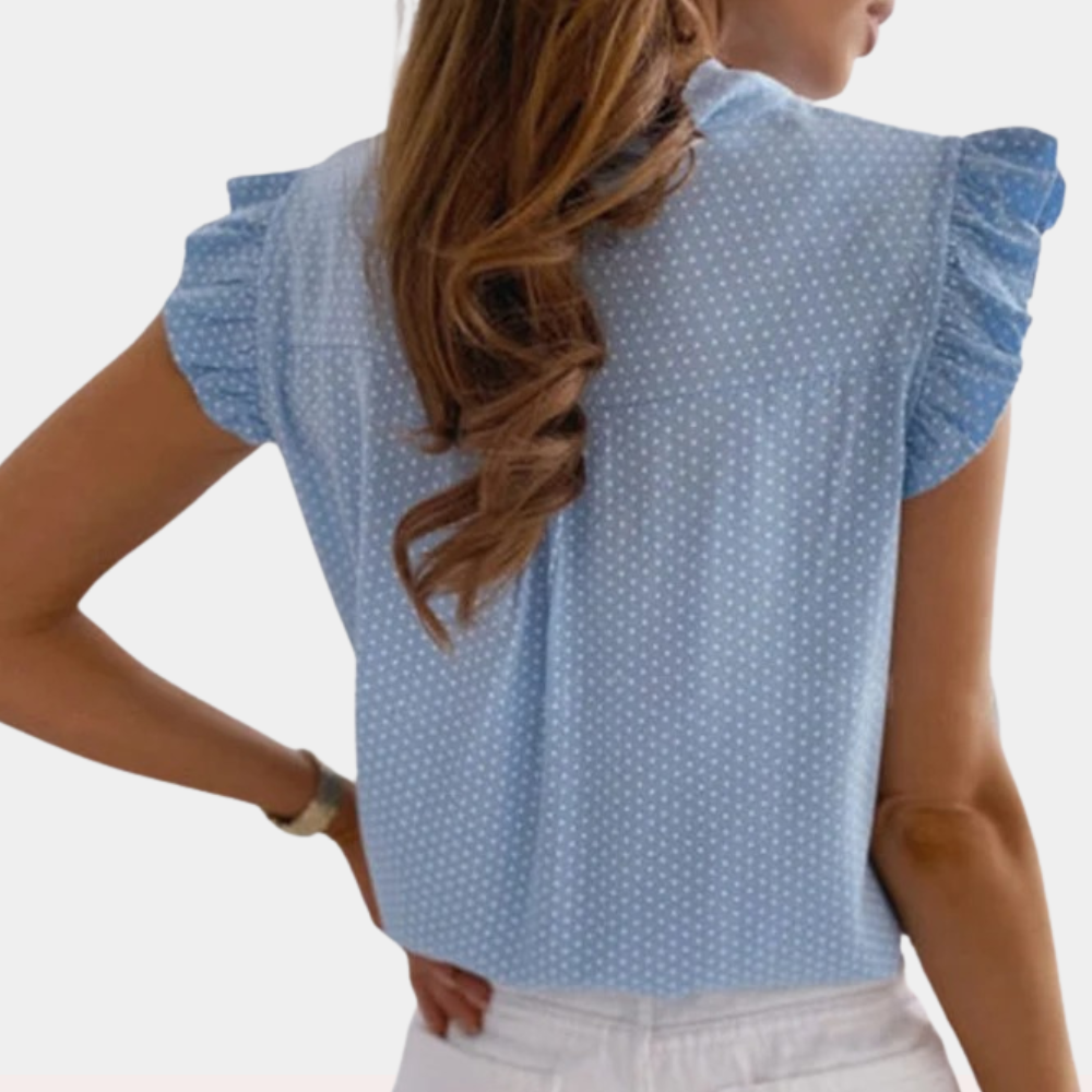 Emma elegante Bluse mit Schleife und Rüschensäumen