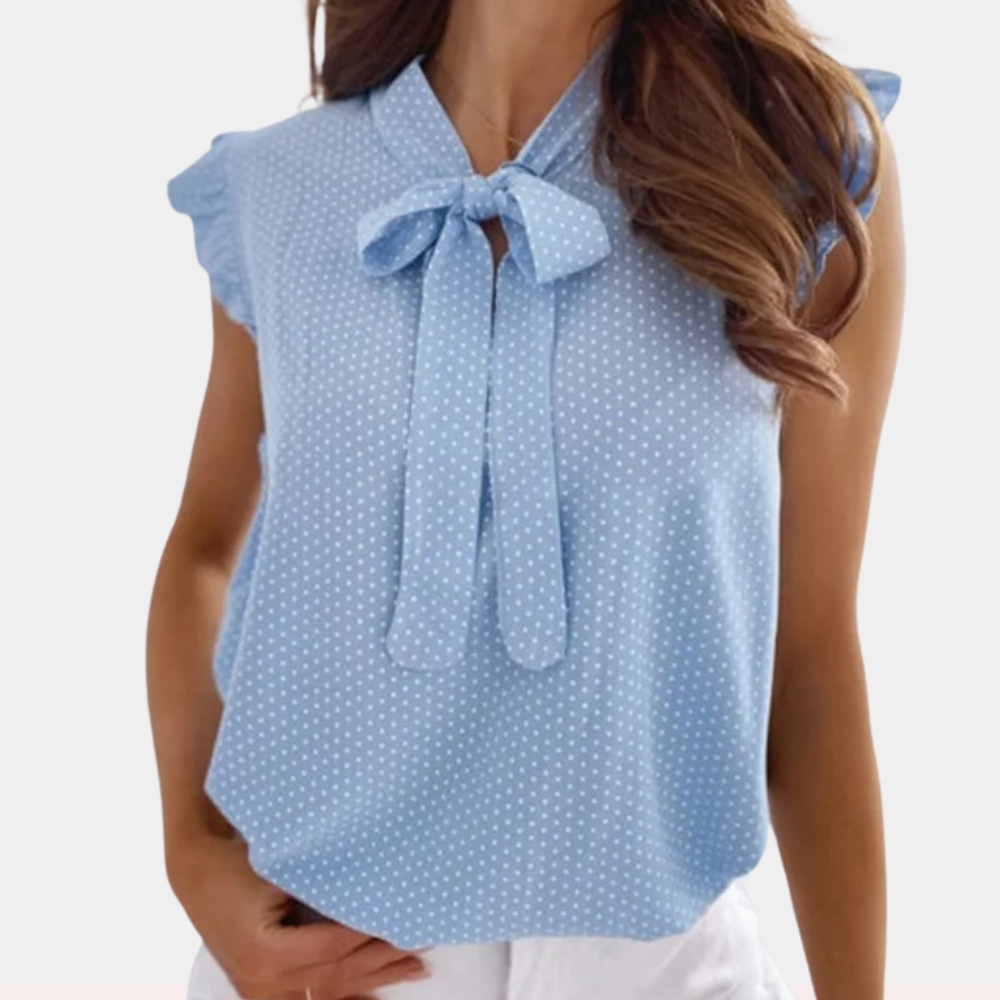 Emma elegante Bluse mit Schleife und Rüschensäumen