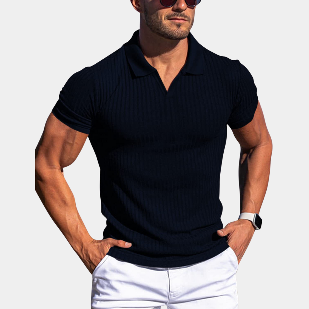Drake - Kurzärmeliges Poloshirt mit Ripp an Herren