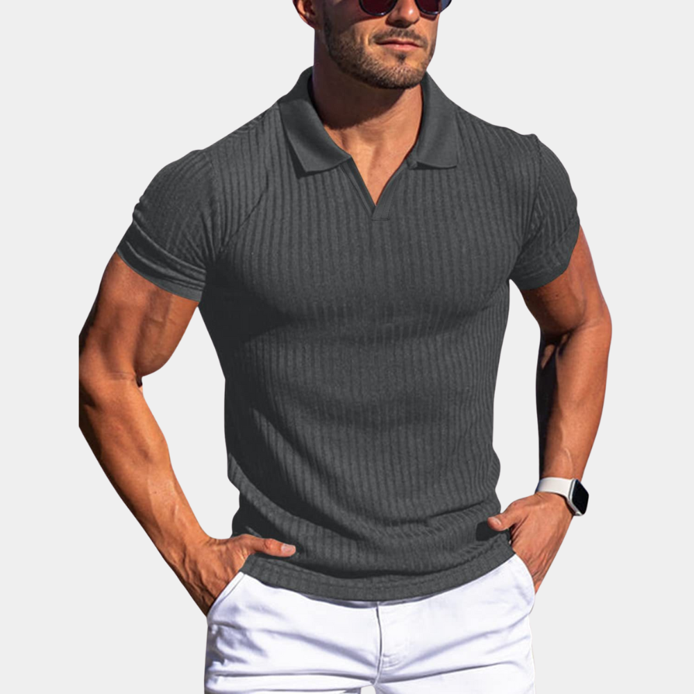 Drake - Kurzärmeliges Poloshirt mit Ripp an Herren
