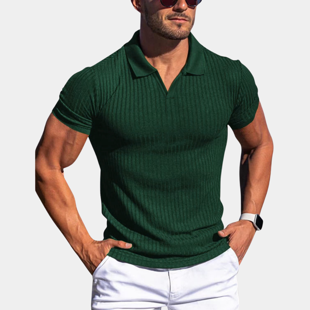 Drake - Kurzärmeliges Poloshirt mit Ripp an Herren