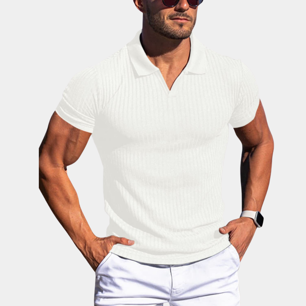 Drake - Kurzärmeliges Poloshirt mit Ripp an Herren