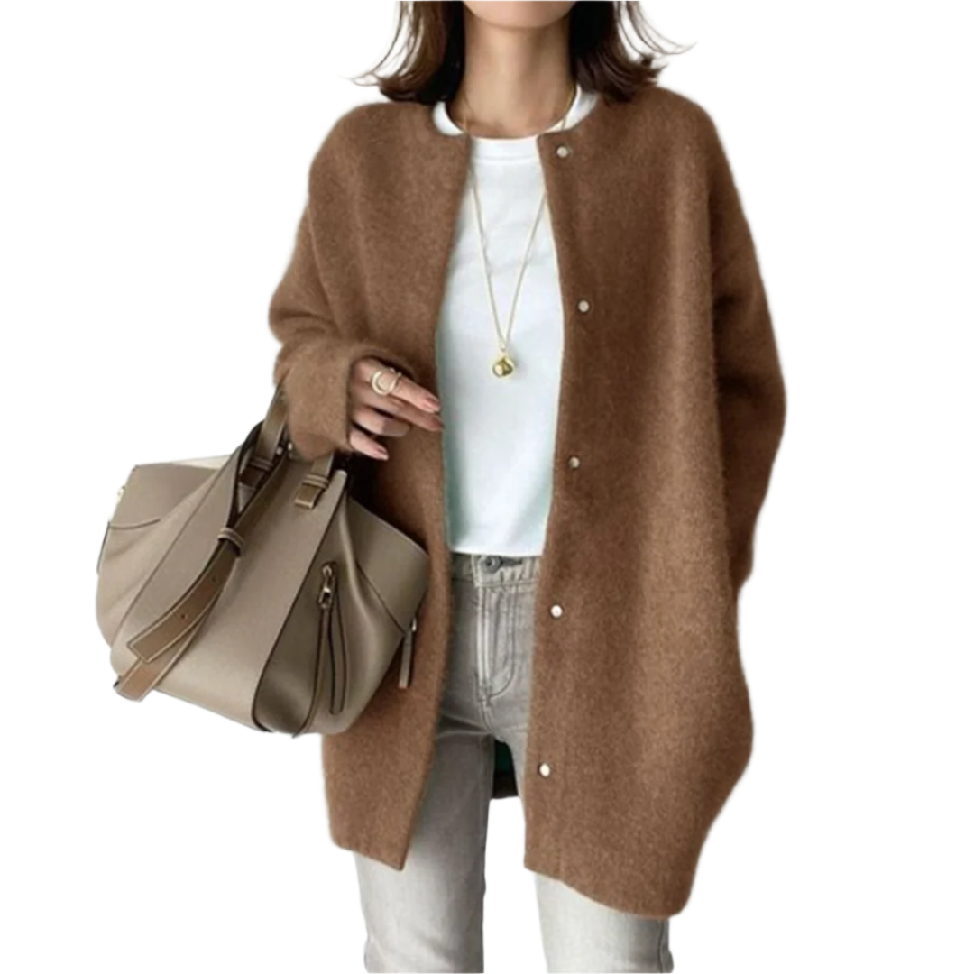 Leila - Oversized Strickjacke für Frauen mit Knopfverschluss