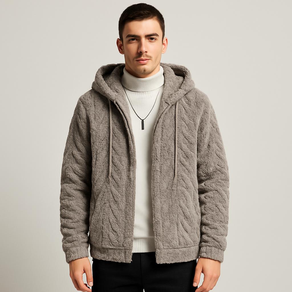 Calum | Einfarbige Fleecejacke mit Kapuze für Herren