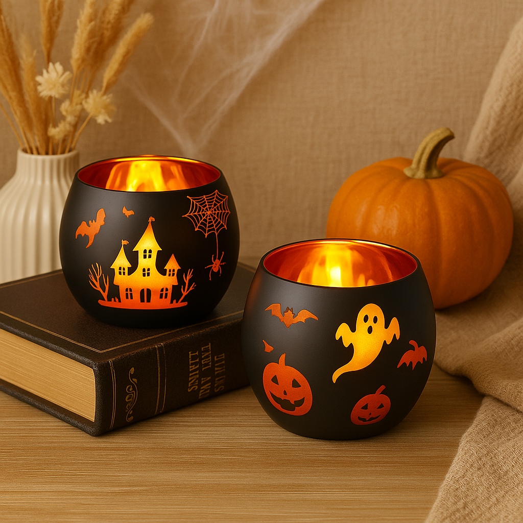 Gotische Glas-Leuchter – 2 Stück Halloween & Festdekoration