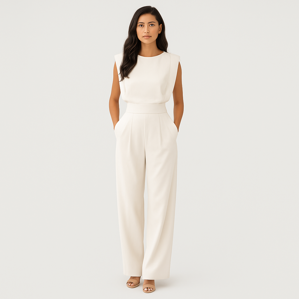 Lässiger, einfarbiger Jumpsuit für Damen – Bequemes Einteiler-Outfit für den täglichen Weg zur Arbeit