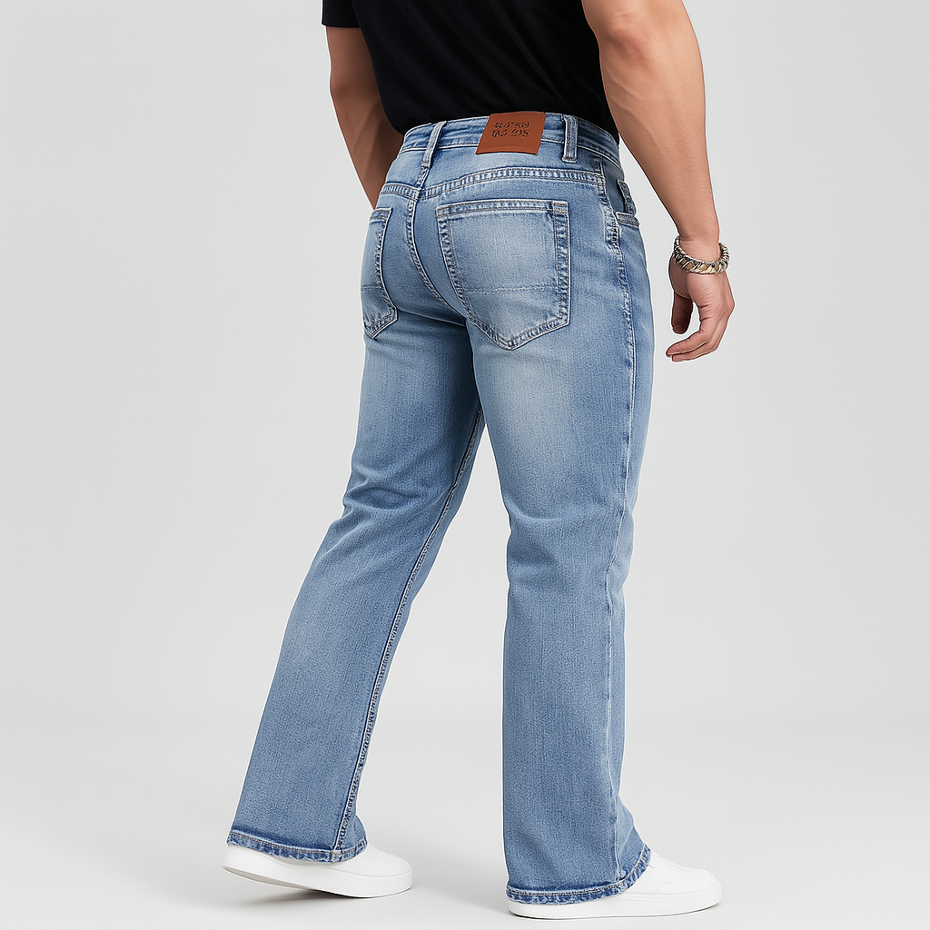 4Legend - Herren Flare Jeans mit Stickerei – Slim Fit Stretch Denim