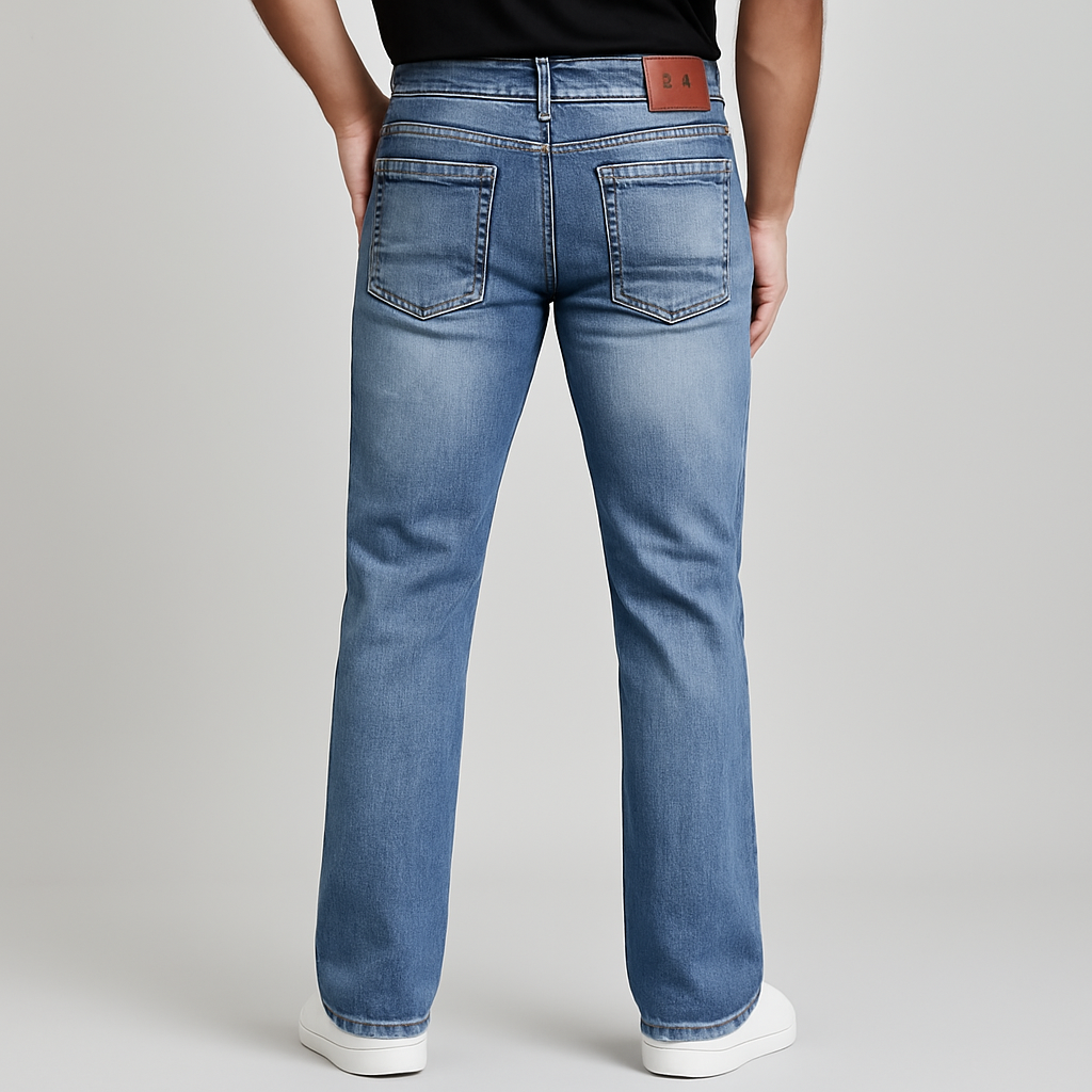 4Legend - Herren Flare Jeans mit Stickerei – Slim Fit Stretch Denim