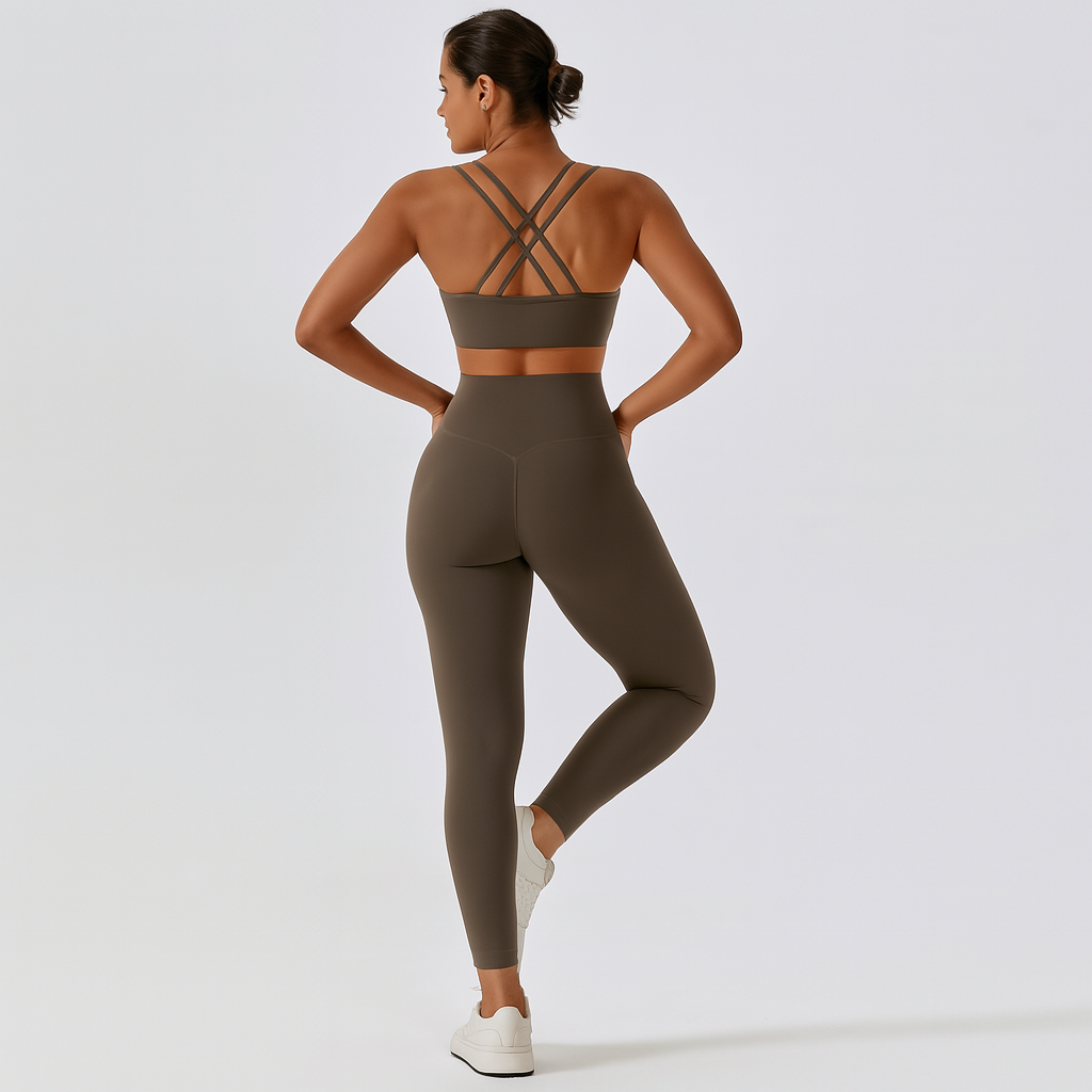 Nahtloses Yoga- und Pilates-Set für Damen – Leggings und Top mit hoher Taille, 2-teilige Activewear