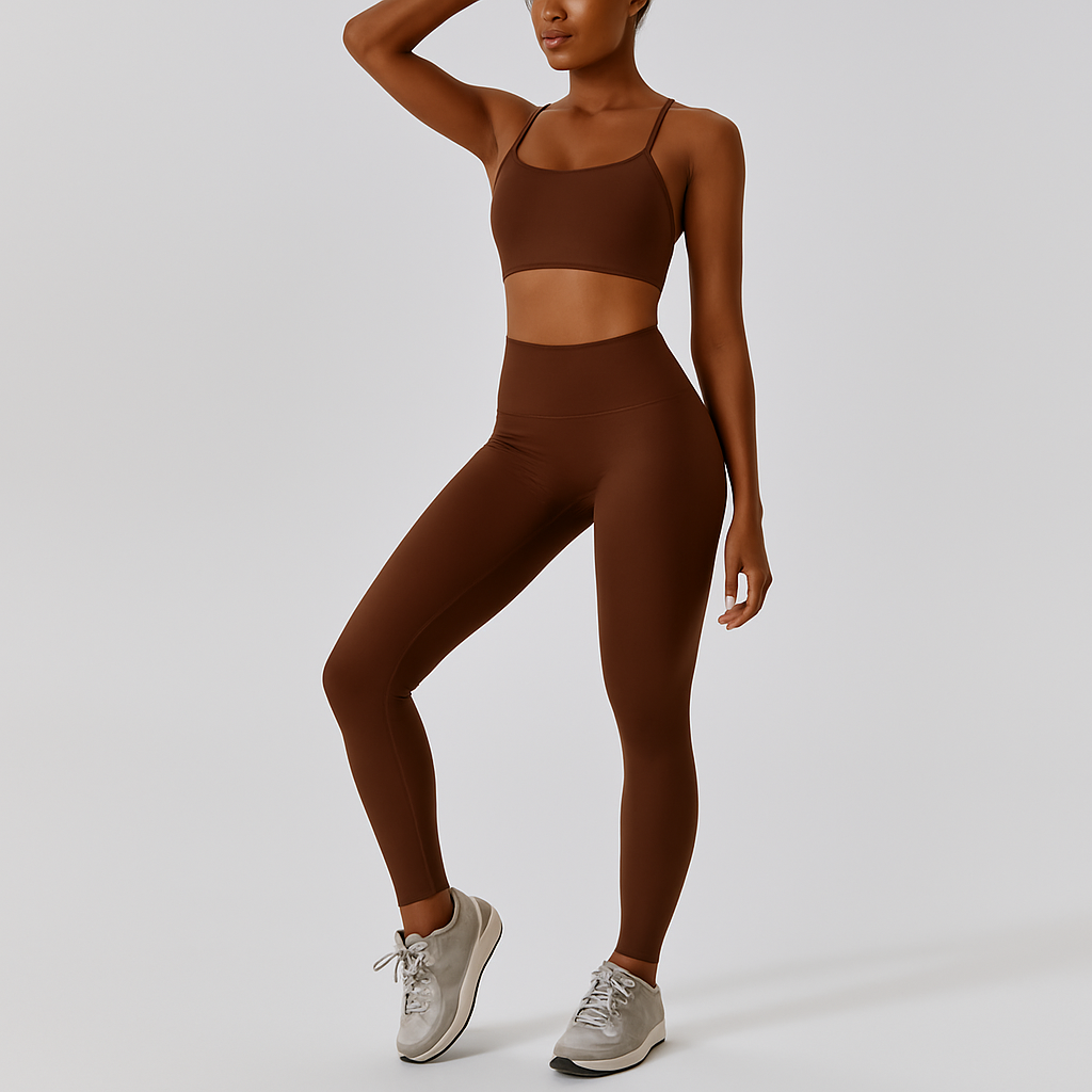 Nahtloses Yoga- und Pilates-Set für Damen – Leggings und Top mit hoher Taille, 2-teilige Activewear
