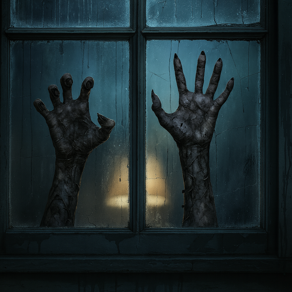 Gruselige Zombiehand-Wandaufkleber für Halloween – Fensterdekoration aus mattem PVC
