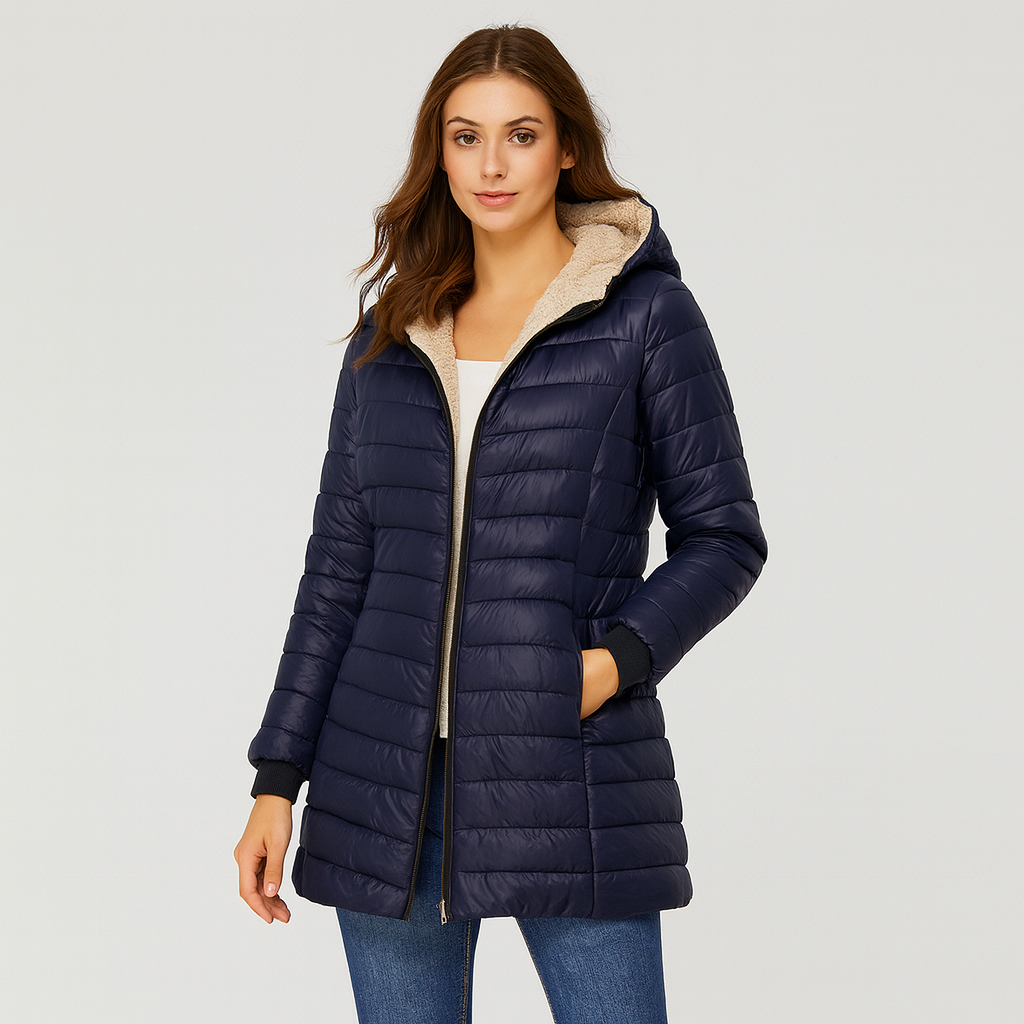 Elara | Kuscheliger Puffer-Kapuzenmantel mit Reißverschluss