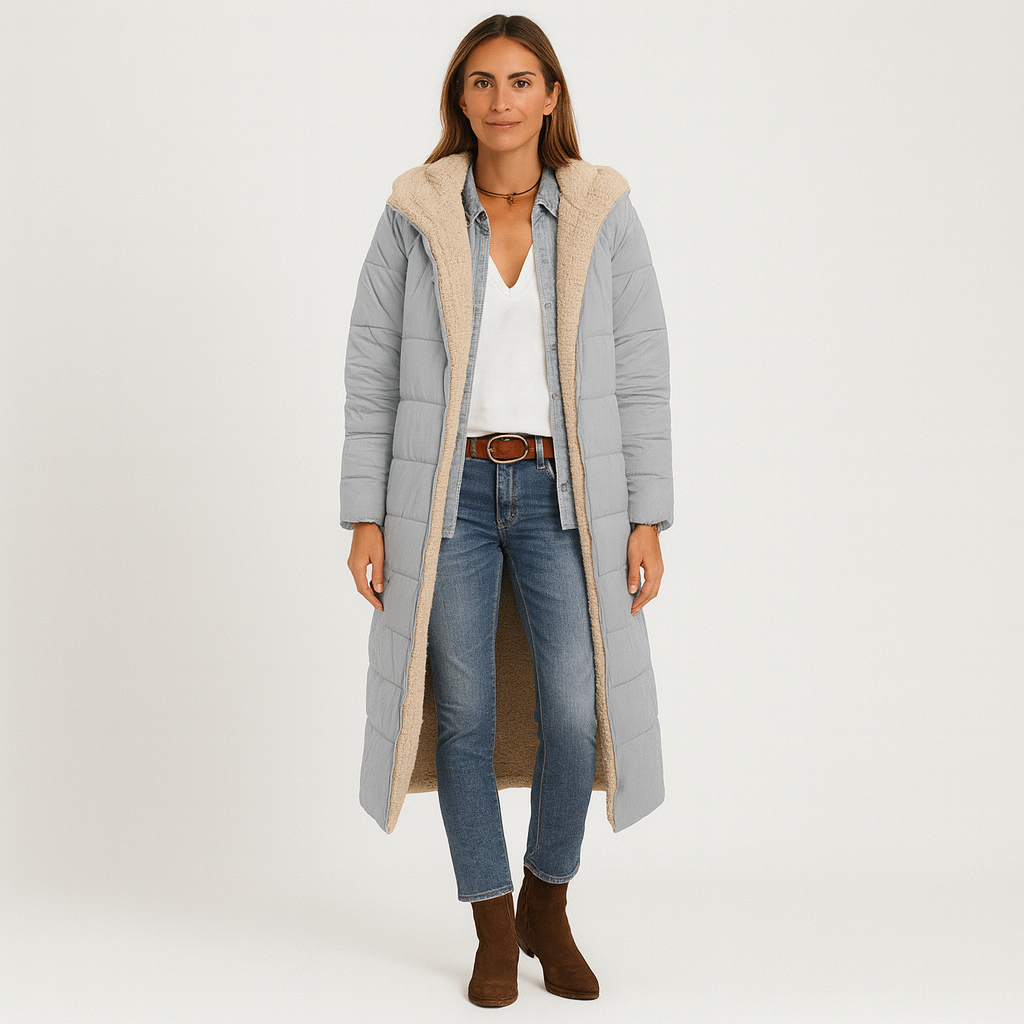 Amara | Wendbarer Wintermantel mit flauschiger Kapuze für Damen