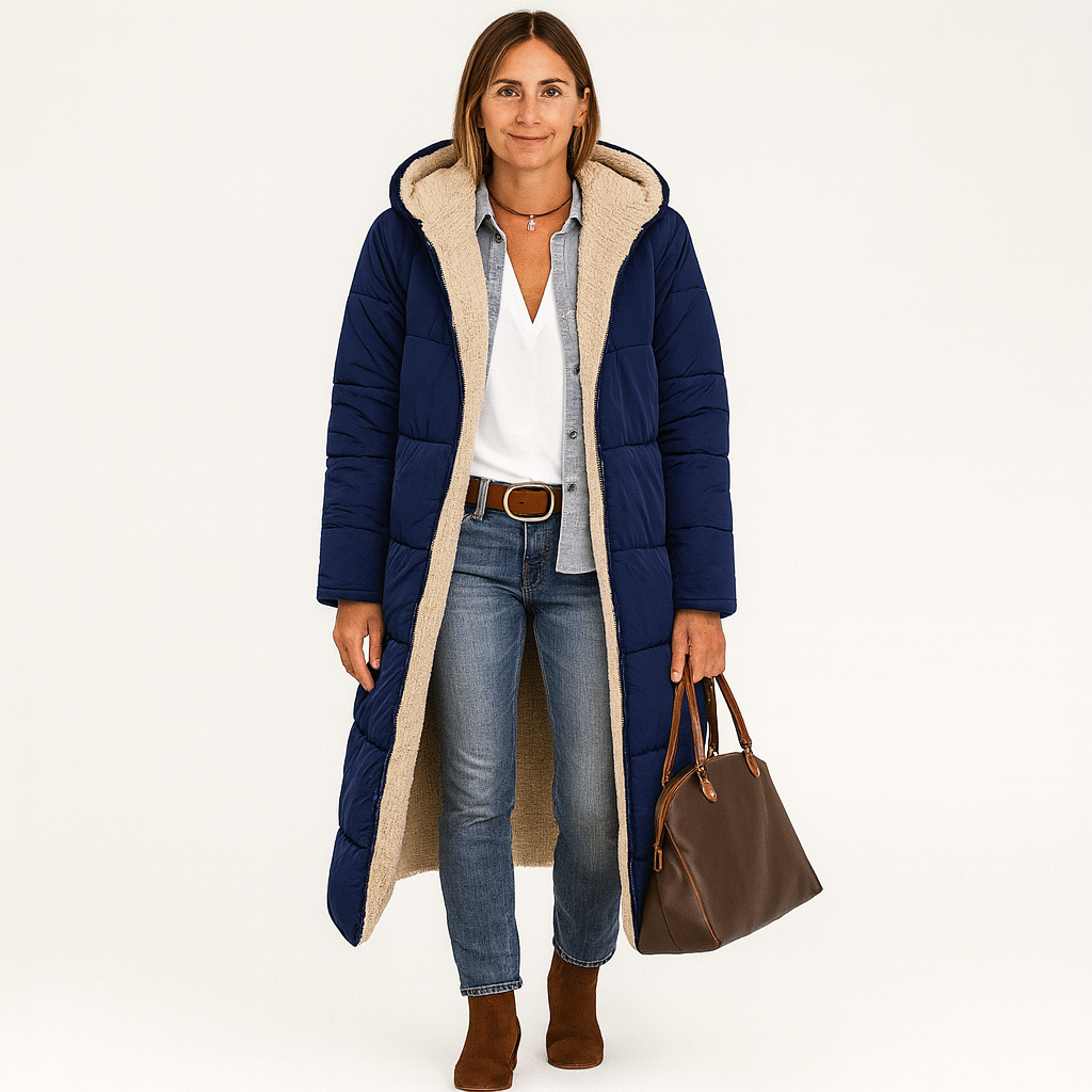 Amara | Wendbarer Wintermantel mit flauschiger Kapuze für Damen
