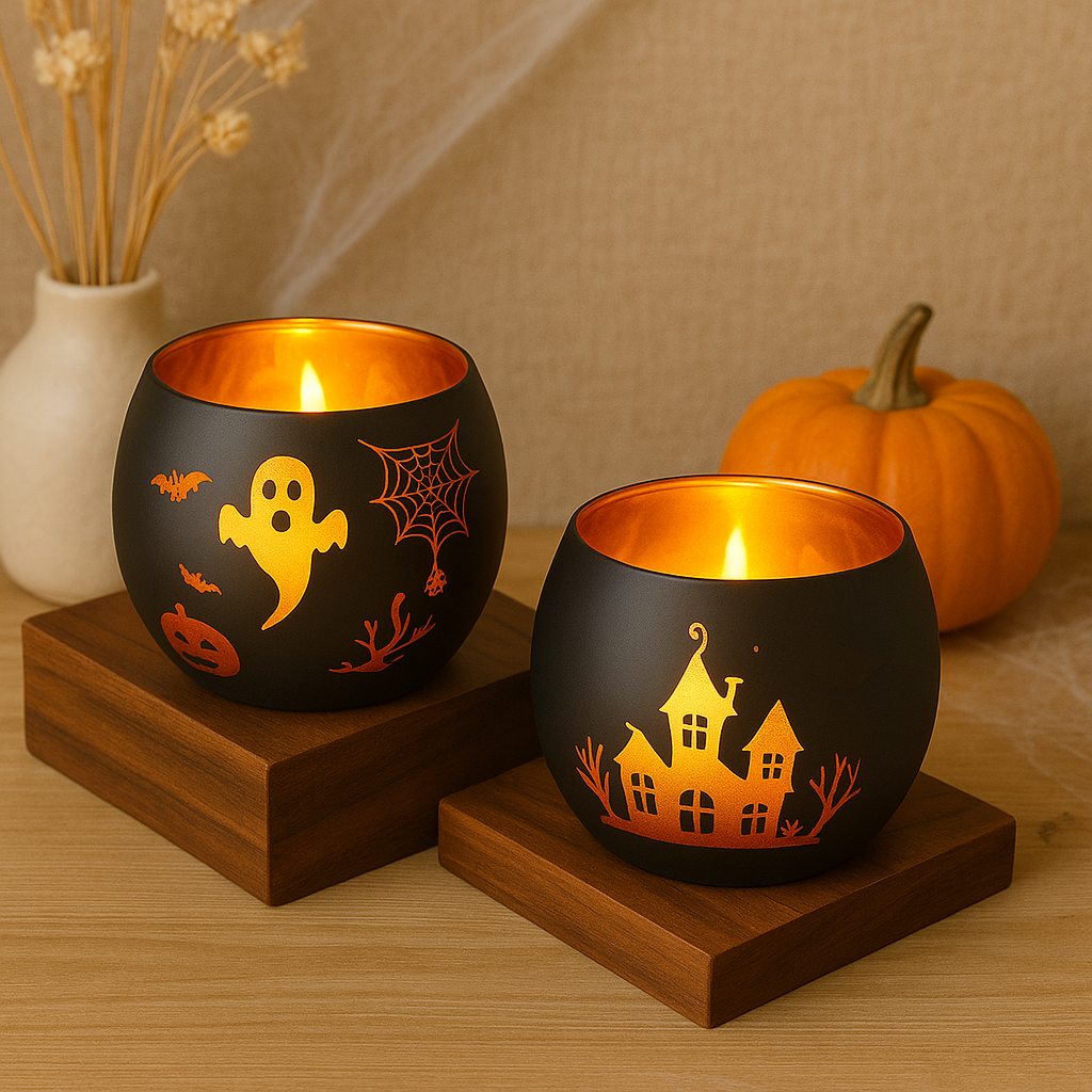 Gotische Glas-Leuchter – 2 Stück Halloween & Festdekoration