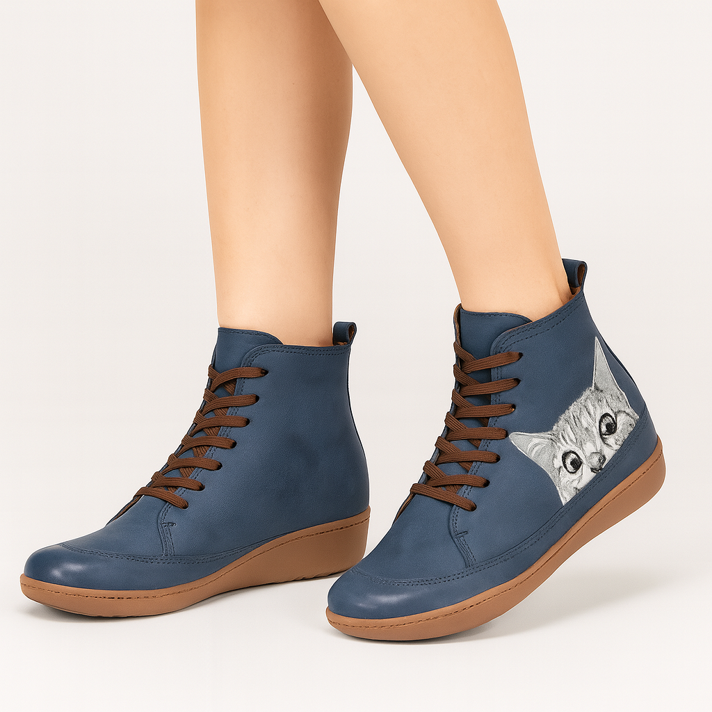 Leonore | Winterstiefel mit Katzenmuster