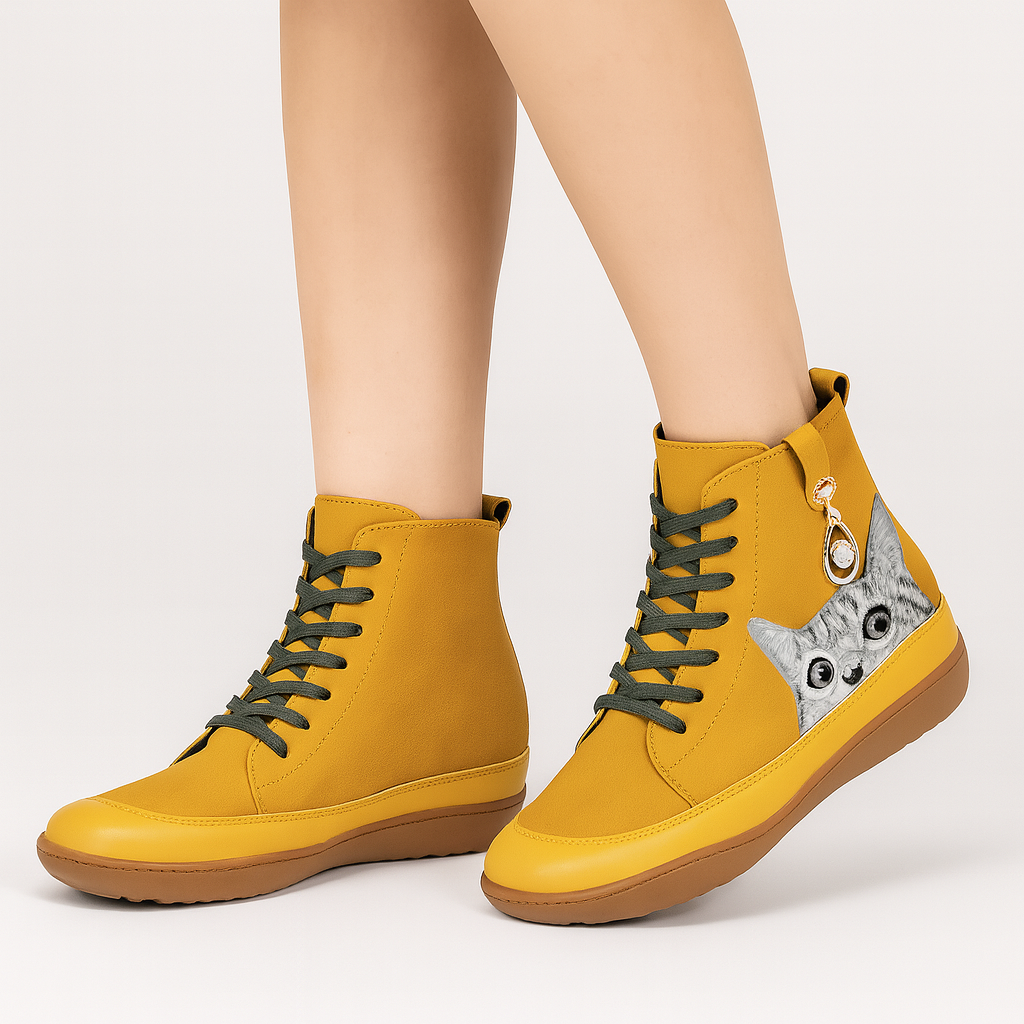 Leonore | Winterstiefel mit Katzenmuster