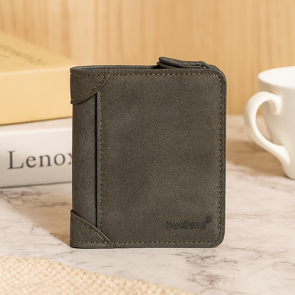 PU-Leder Trifold-Geldbörse – Vintage-Stil mit 13 Kartenfächern & Münzfach mit Reißverschluss