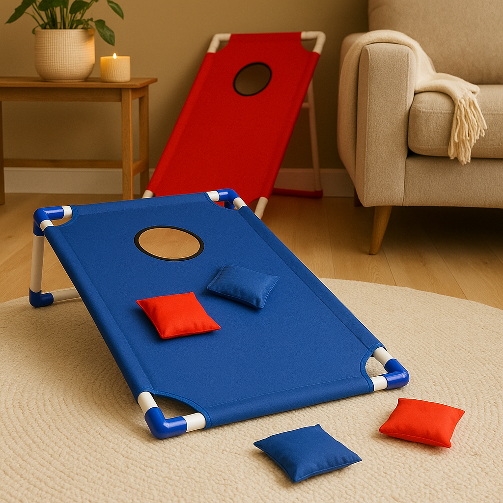 Bohnensack-Wurfspiel – Faltbares Rasenspiel mit 6 Bohnensäcken für Kinder und Erwachsene