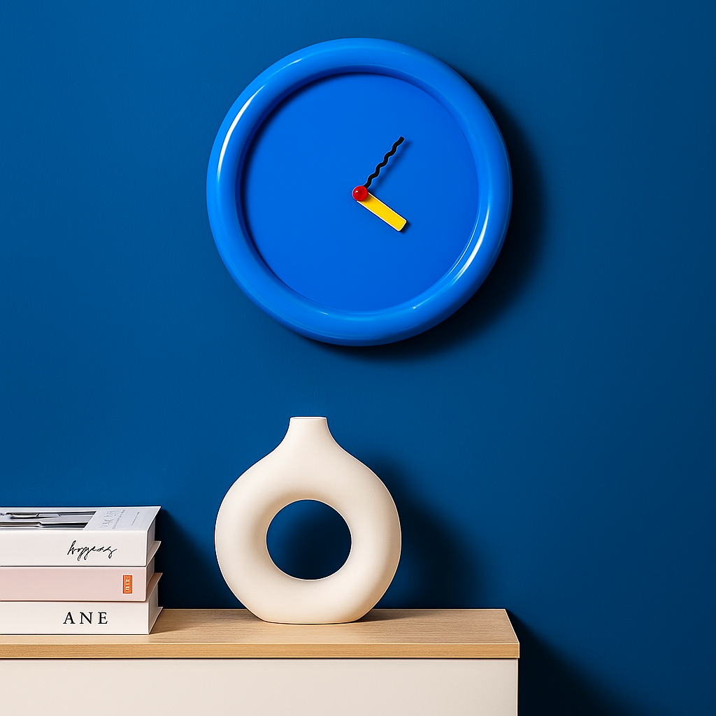 TimePop – Bunter geometrischer Wanduhr im Memphis-Stil mit kühner künstlerischer Gestaltung
