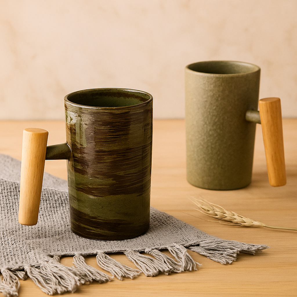 StillSip – Japanisch-inspirierter erdtonfarbener Becher mit handgefertigtem Look