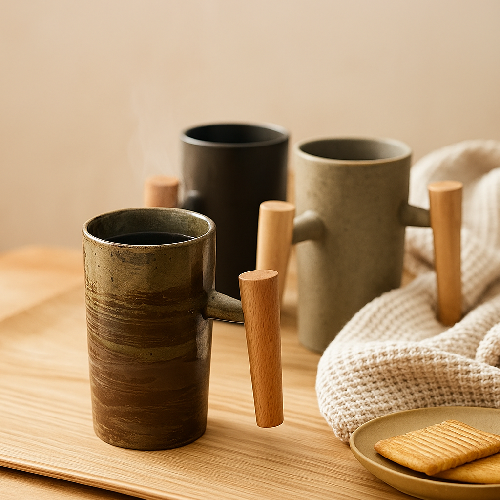 StillSip – Japanisch-inspirierter erdtonfarbener Becher mit handgefertigtem Look