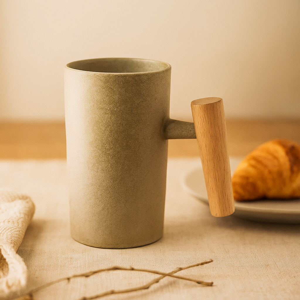 StillSip – Japanisch-inspirierter erdtonfarbener Becher mit handgefertigtem Look