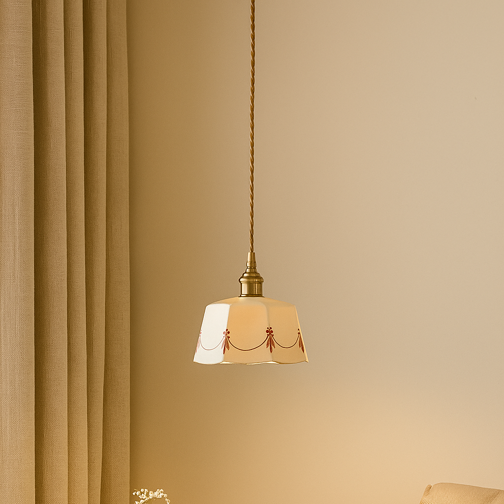 CeramiGlow – Elegante Pendellampe mit klassischem Muster aus keramischem Design