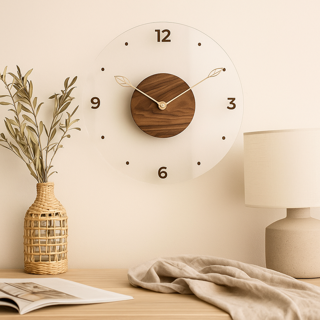 QuietWood – Minimalistische, geräuschlose Wanduhr mit elegantem Design für jeden Raum