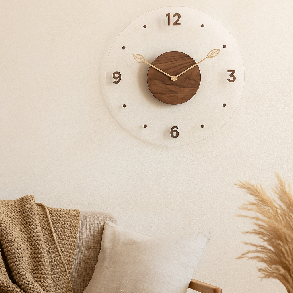 QuietWood – Minimalistische, geräuschlose Wanduhr mit elegantem Design für jeden Raum