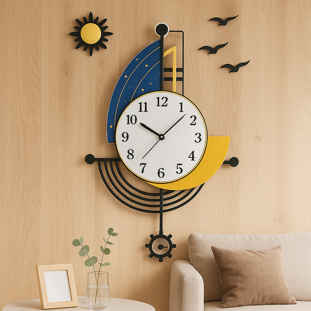 CoastalTime – Nautische Wanduhr mit Segelboot-Design für Küstennähe