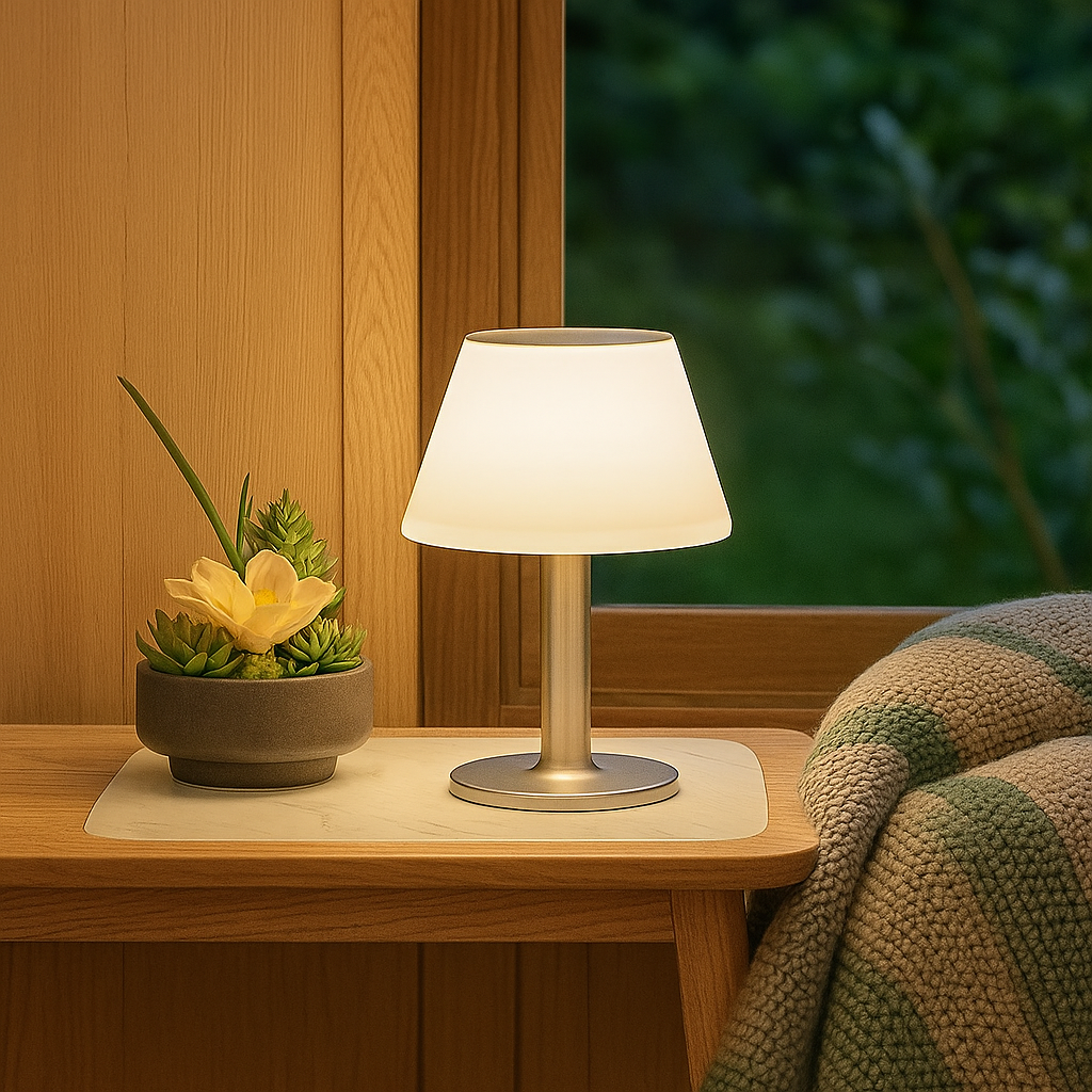 SunGlow – Elegante, solide Tischlampe für Outdoor-Charme