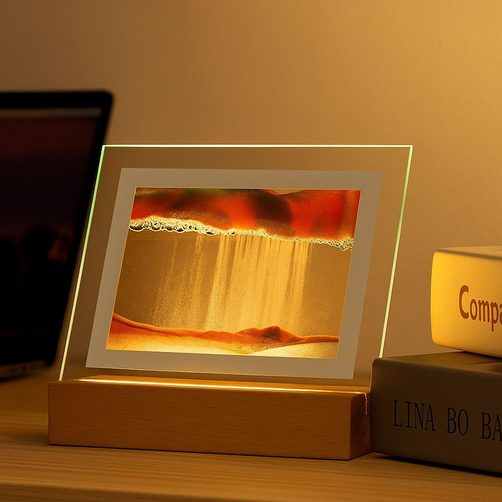 SereniGlow – Hypnotische Sandkunstlampe mit beruhigendem LED-Licht