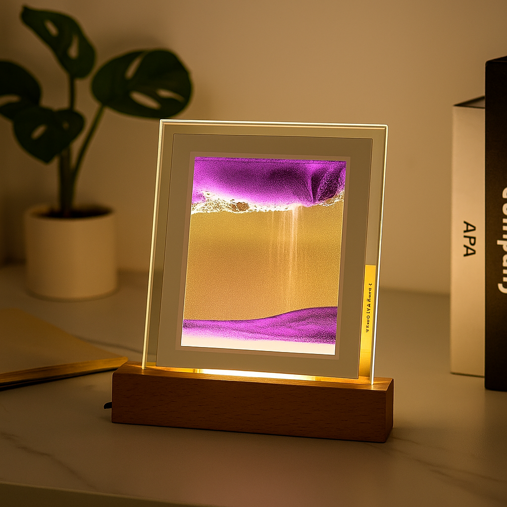 SereniGlow – Hypnotische Sandkunstlampe mit beruhigendem LED-Licht