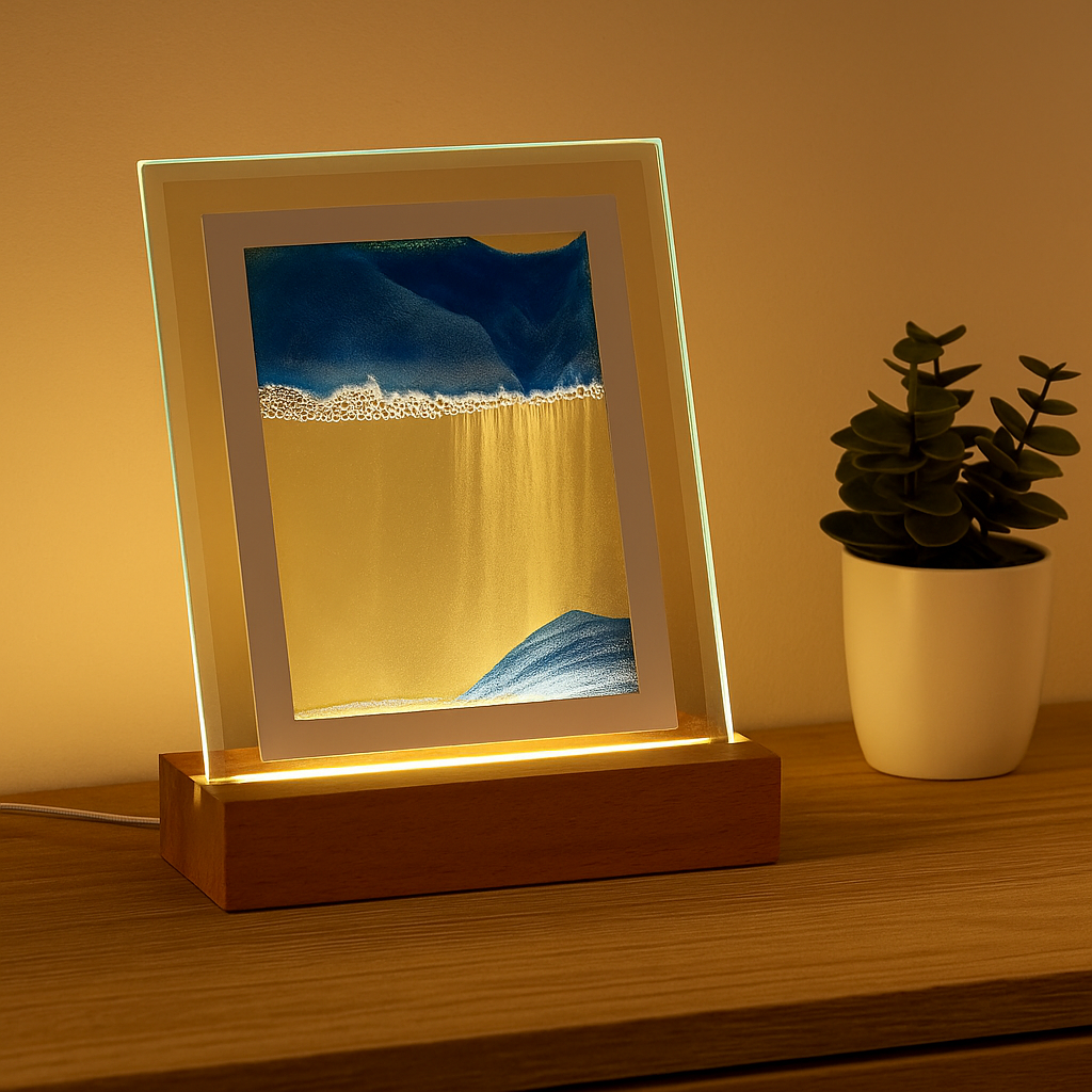 SereniGlow – Hypnotische Sandkunstlampe mit beruhigendem LED-Licht