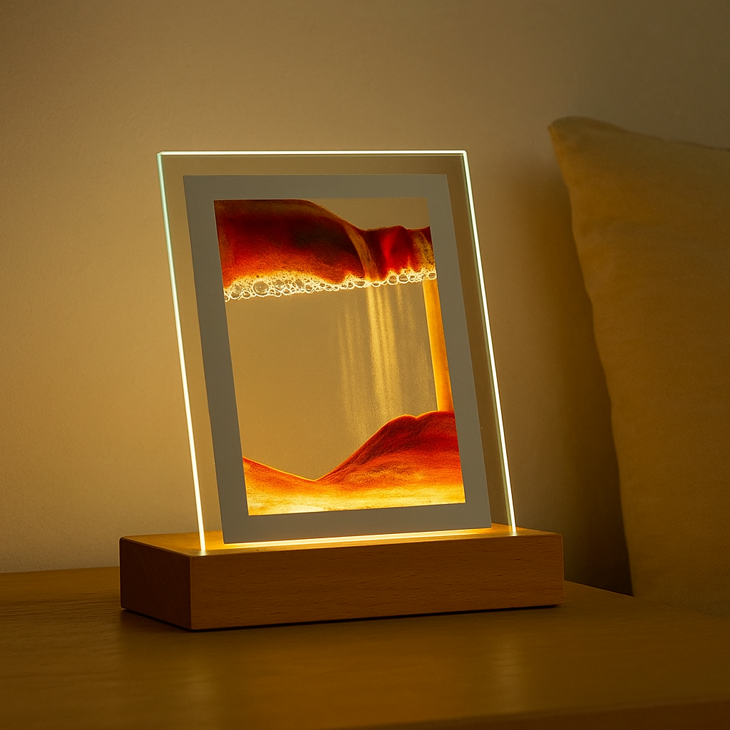 SereniGlow – Hypnotische Sandkunstlampe mit beruhigendem LED-Licht