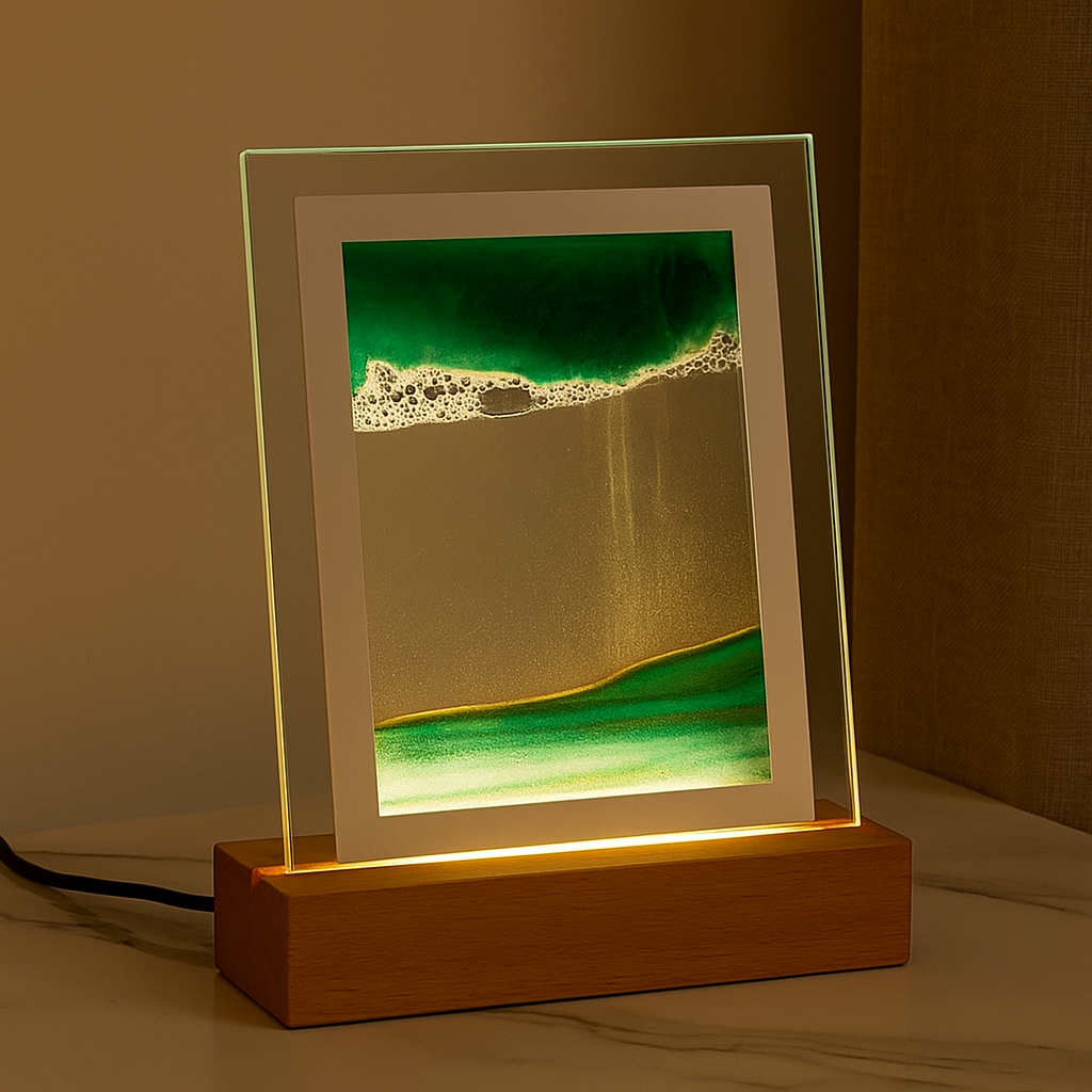 SereniGlow – Hypnotische Sandkunstlampe mit beruhigendem LED-Licht