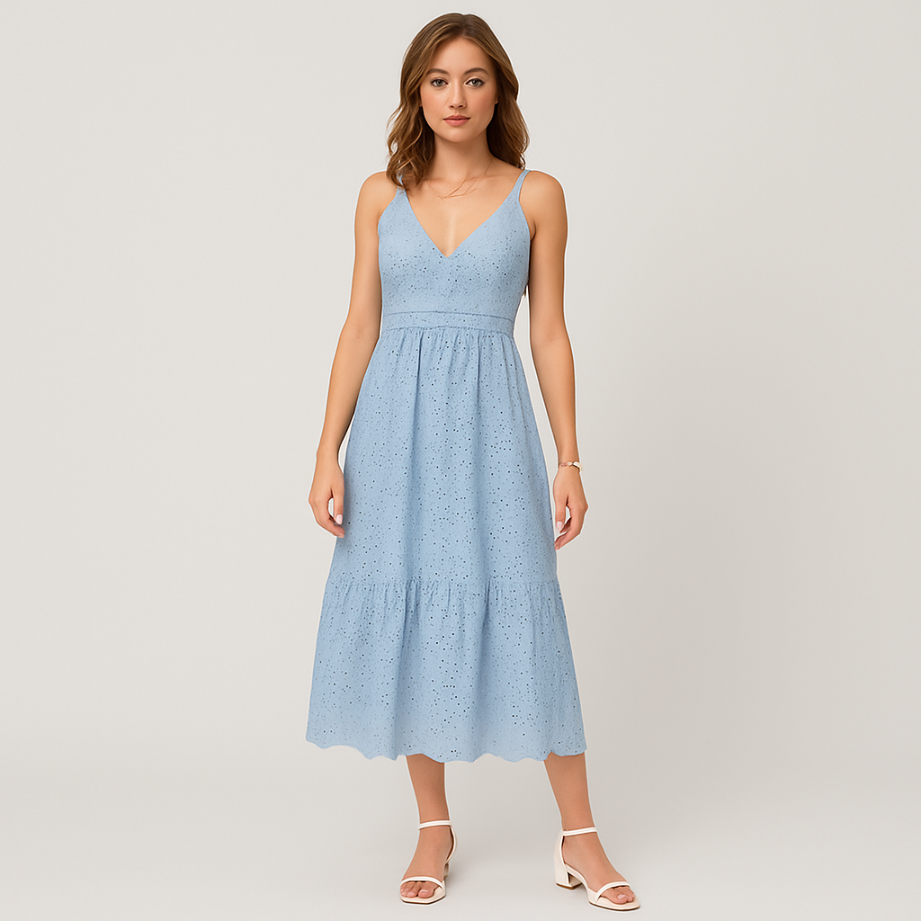 Amélie Verfeinerte Langsommerkleid mit dünnen Trägern