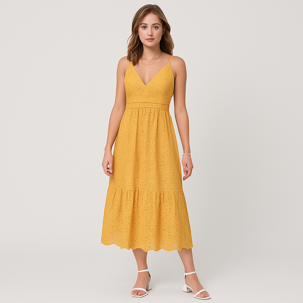 Amélie Verfeinerte Langsommerkleid mit dünnen Trägern