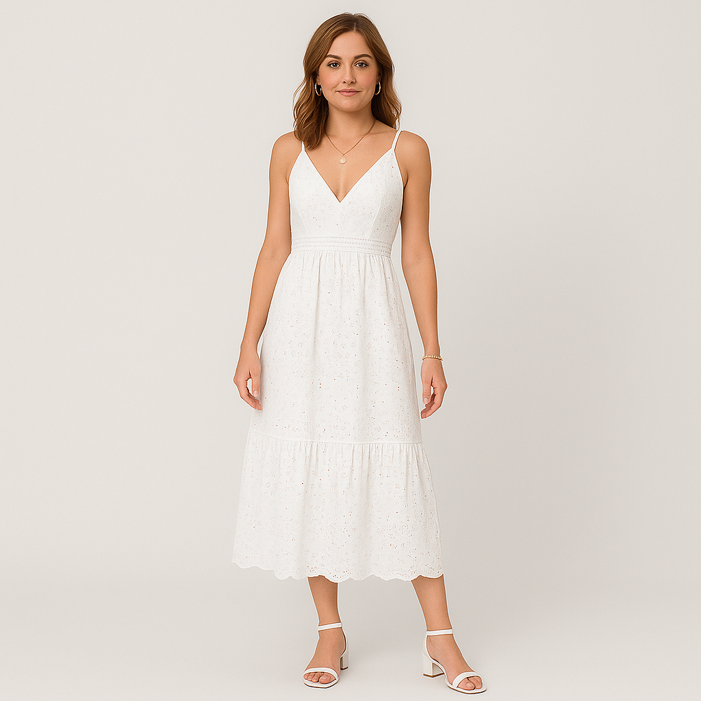 Amélie Verfeinerte Langsommerkleid mit dünnen Trägern