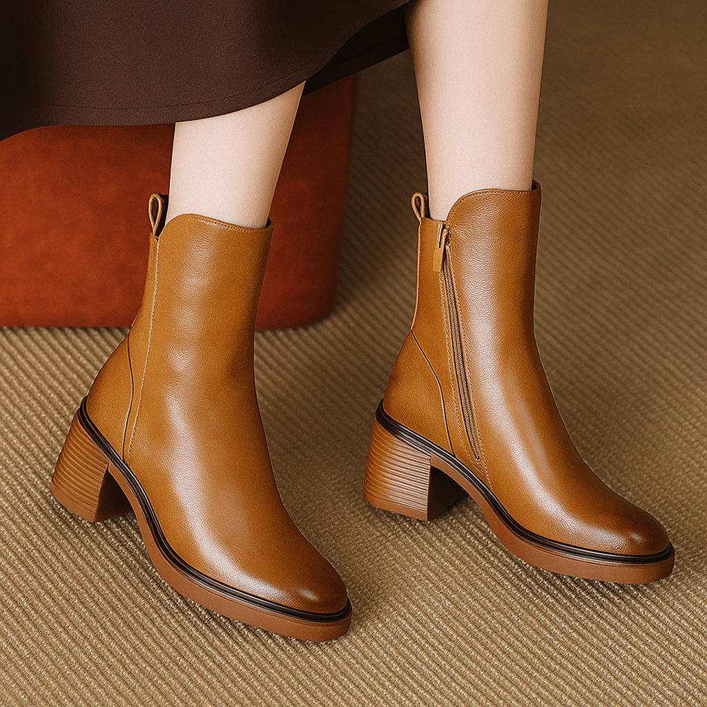 SableLift Damenstiefel mit Kurzer Absatz – Elegante Ankelstiefeletten für den Alltag