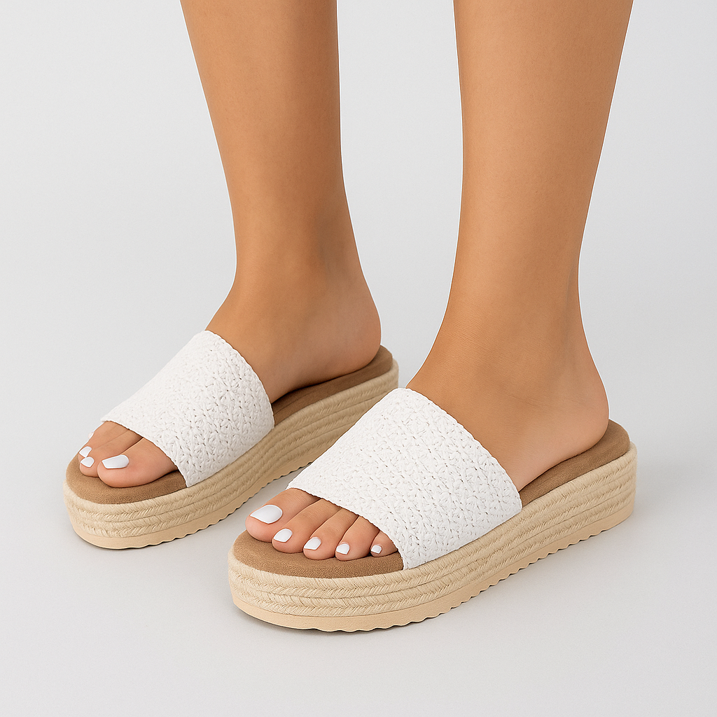 LunaStep Damen Weiße Boho Slideslippers – Minimalistischer Komfort mit einem Chic-Twist