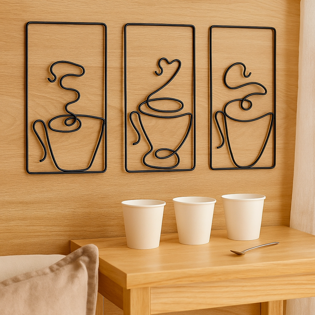 CaféCharm – Leichte Wandkunst mit Kaffeetasse für den Innen- und Außenbereich