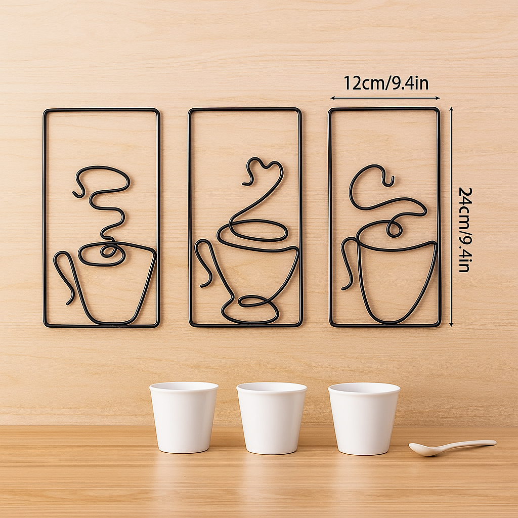 CaféCharm – Leichte Wandkunst mit Kaffeetasse für den Innen- und Außenbereich